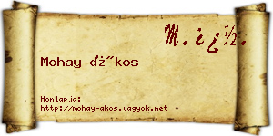 Mohay Ákos névjegykártya